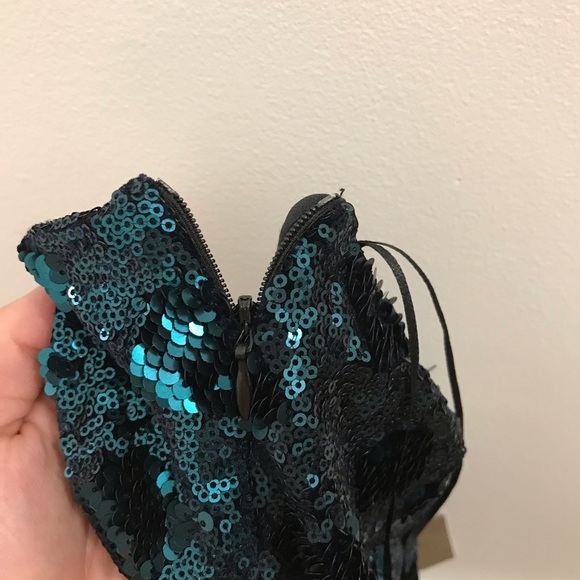 NWT Zara Sequin Tube Top Teal Medium - Picture 7 of 8